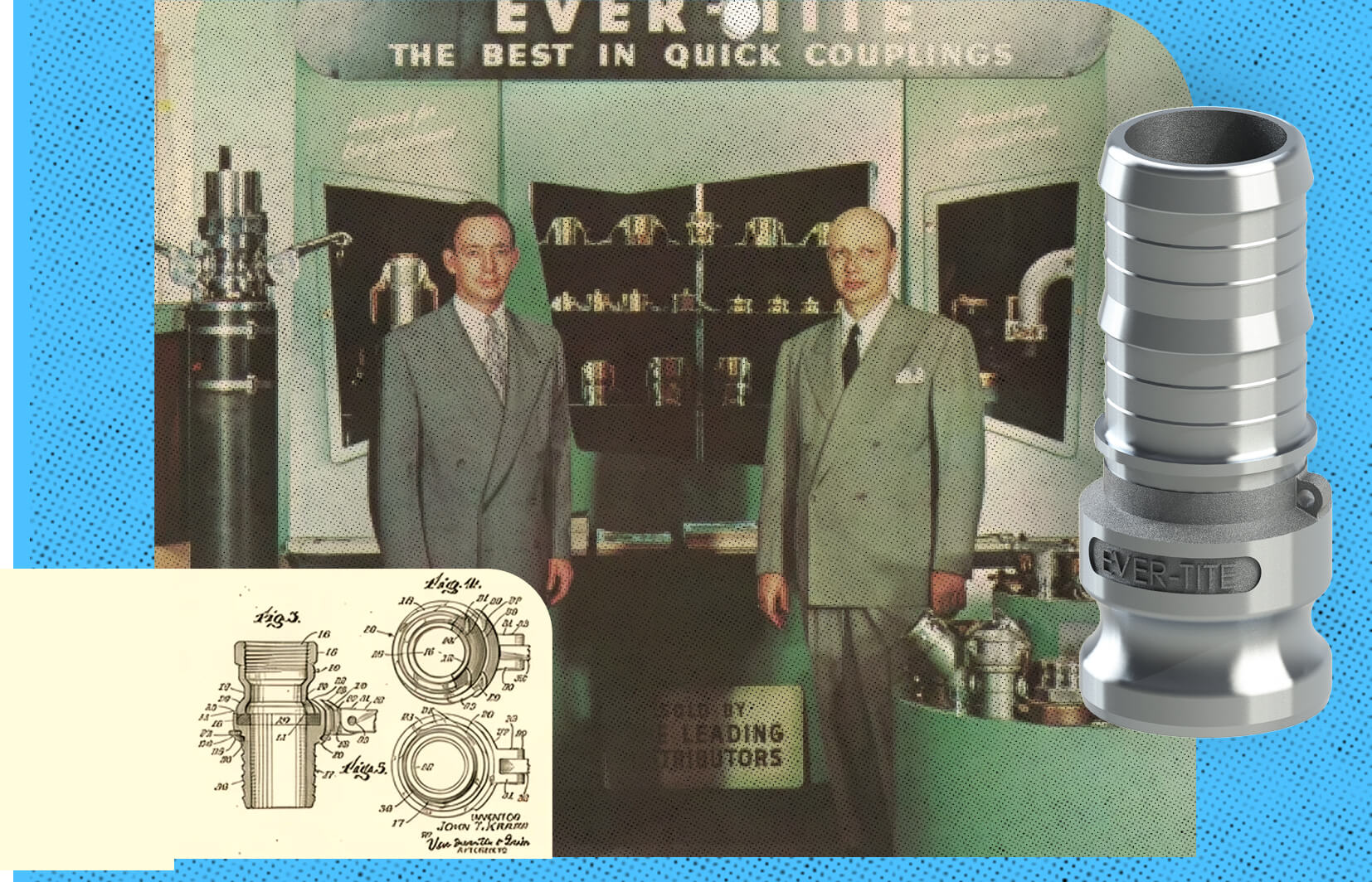 image of 2 men standing in front of an Ever-Tite display for hose couplings
